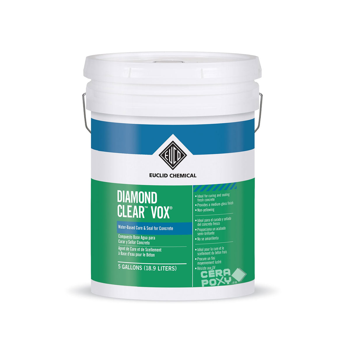 Euclid DIAMOND CLEAR VOX - Agent de cure et de scellement acrylique à base d’eau 18.9 l.