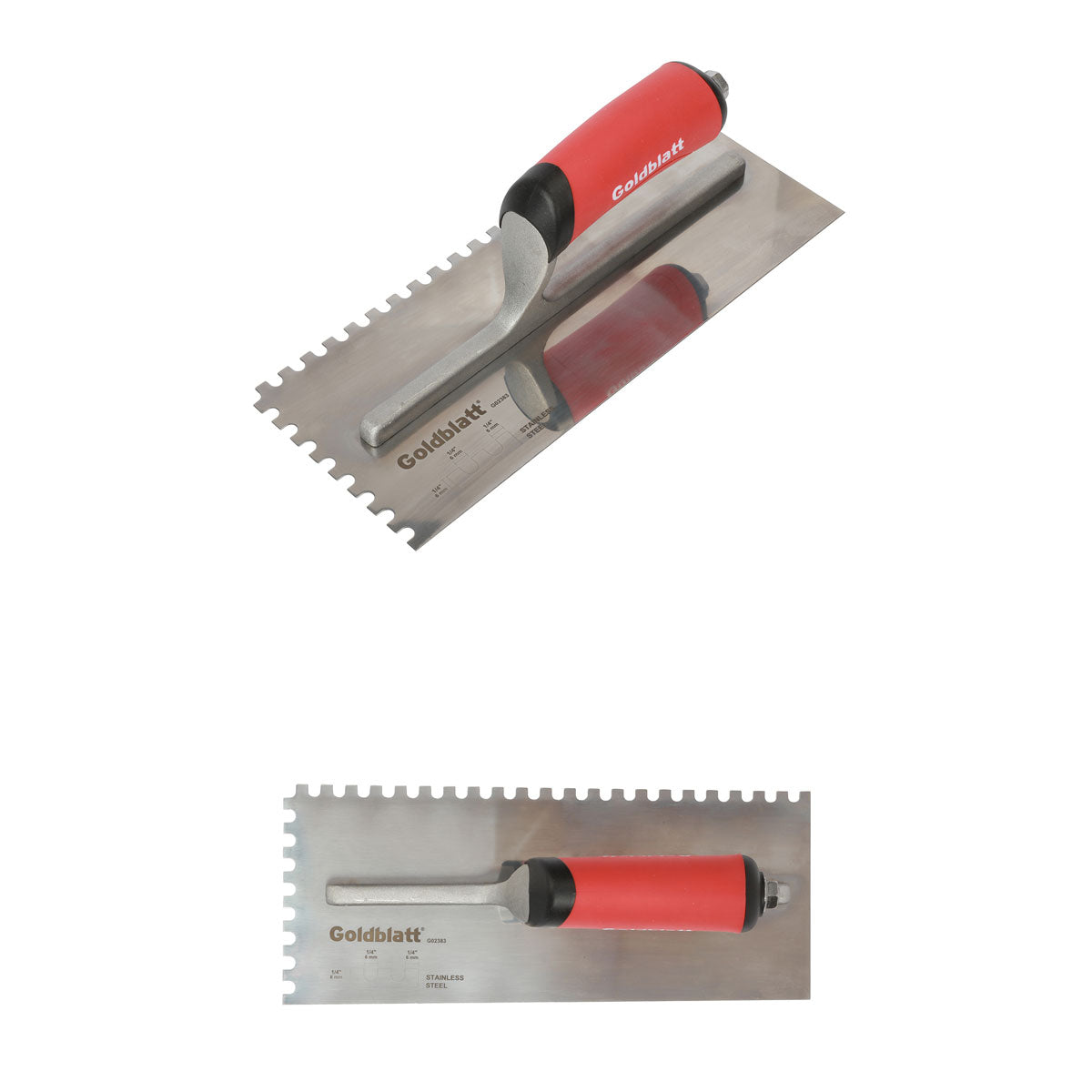 Truelle crantée en acier inoxydable de 1/4 x 1/4 x 1/4 U Goldblatt G02383