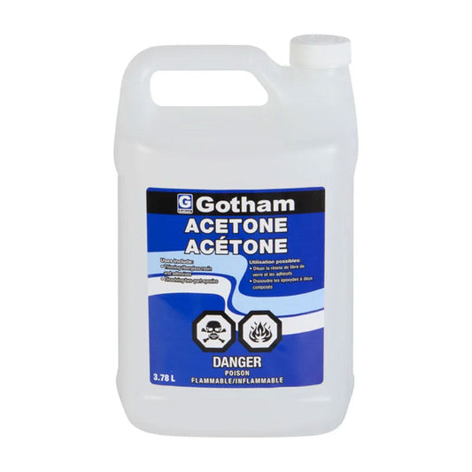 Acétone 3.78 l. (1 gal.) et 18,9 l. (5 gal.) Gotham et URECO