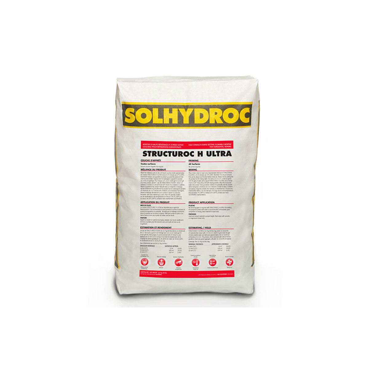 Structuroc H Ultra Mortier pour réparations horizontales Solhydroc 50 lb.