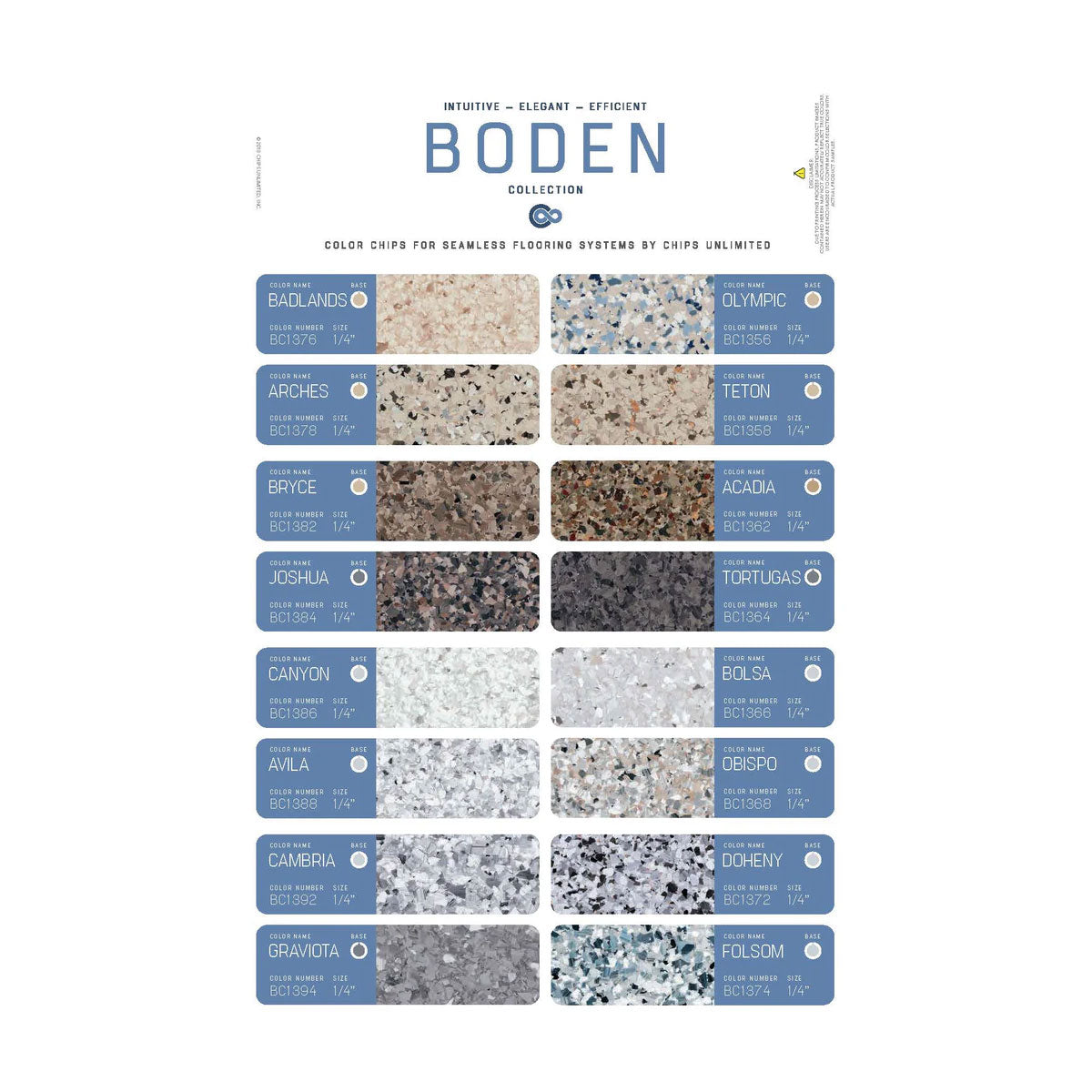 Flocon Color Flocons pour époxy (mix) 1/4 55 lb collections Boden et Nuna de Chips ...