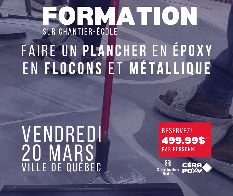 Formation pratique - Faire un plancher en époxy en flocons et métallique - 20 mars 2026 Québec