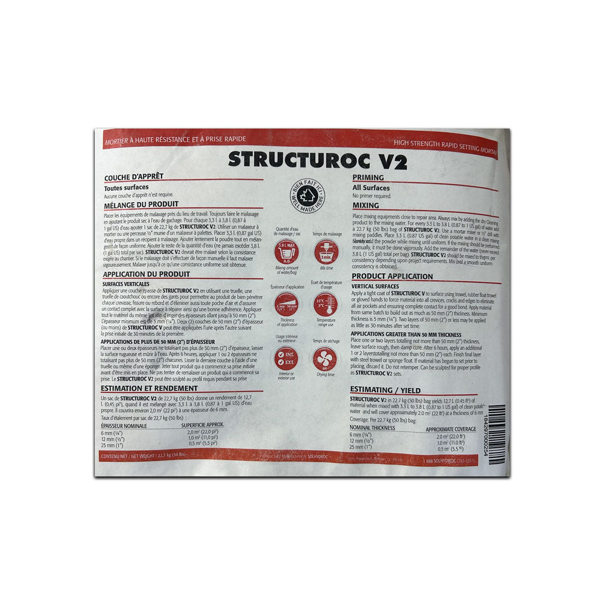 Structuroc V2 - Mortier haute résistance et à prise rapide de Solhydroc